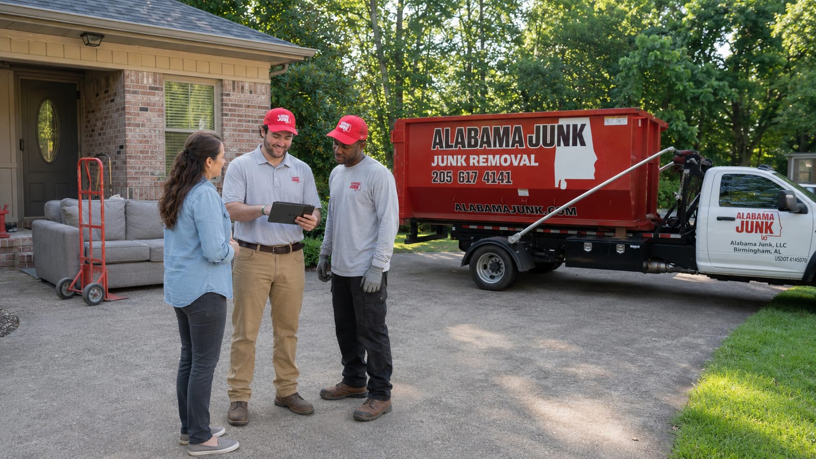 Alabama Junk Removal crew on a job outside Birmingham