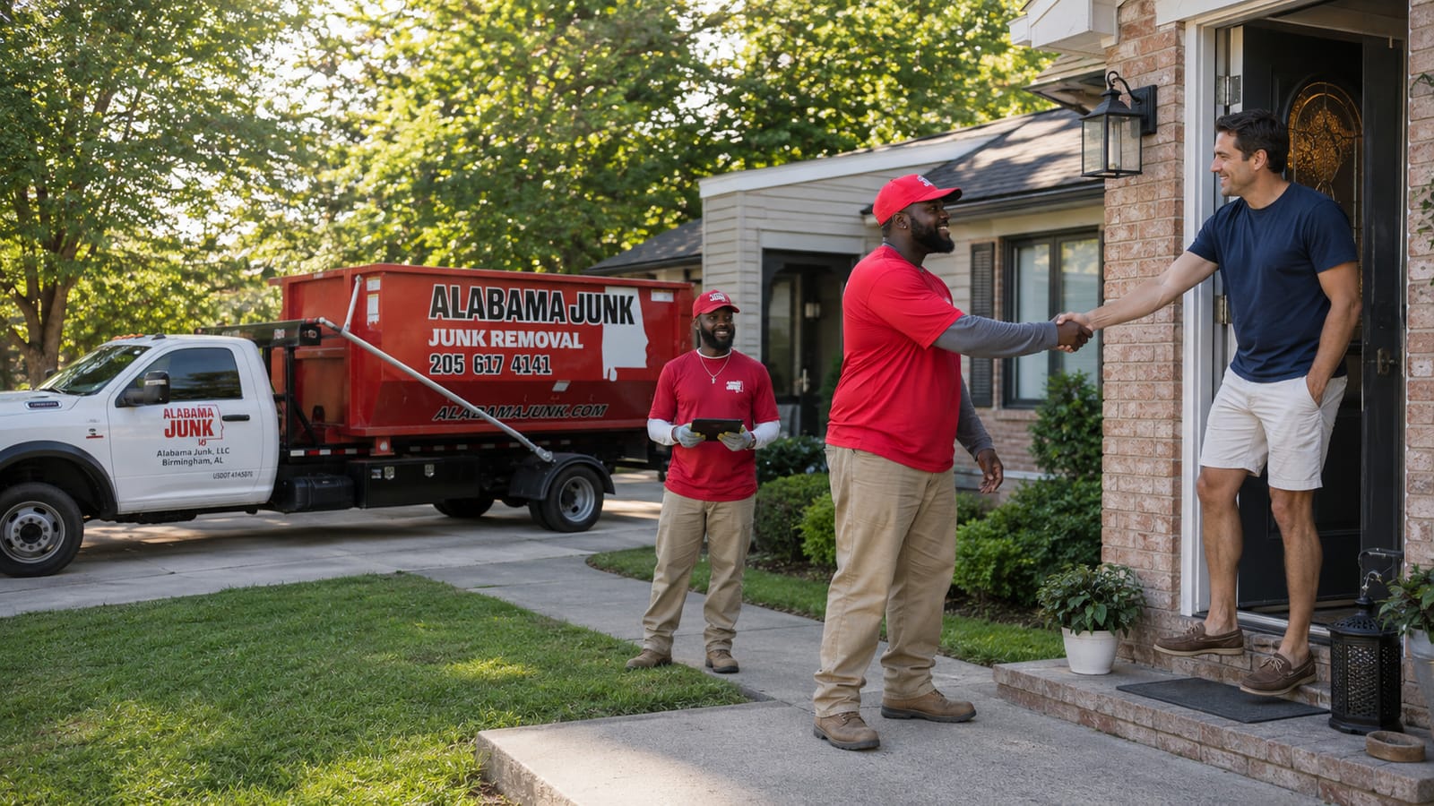 Alabama Junk Removal crew loading a garage cleanout in Birmingham
